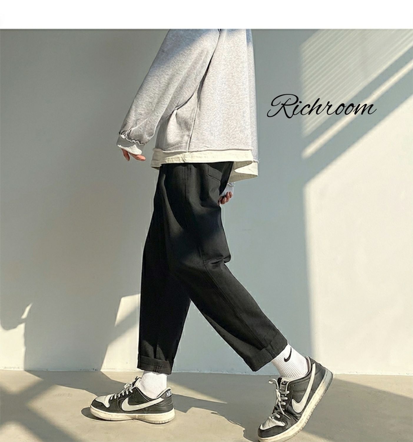 メンズ チノパン パンツ 無地 韓国 シンプル カジュアル チノパンツ Buyma