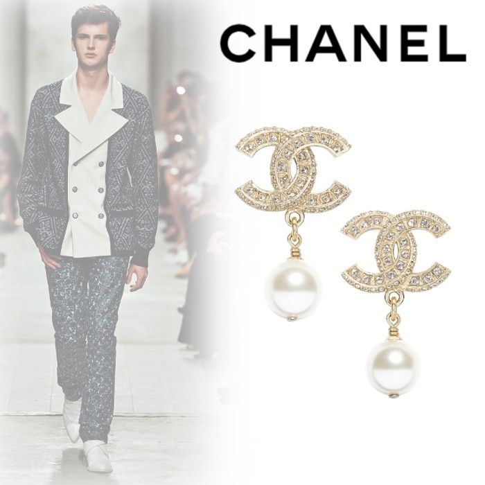21SS】CHANEL ピアス ココマーク&グラスパール ゴールド (CHANEL 新作商品 ココマーク シャネルピアス ピアス(片耳用)
