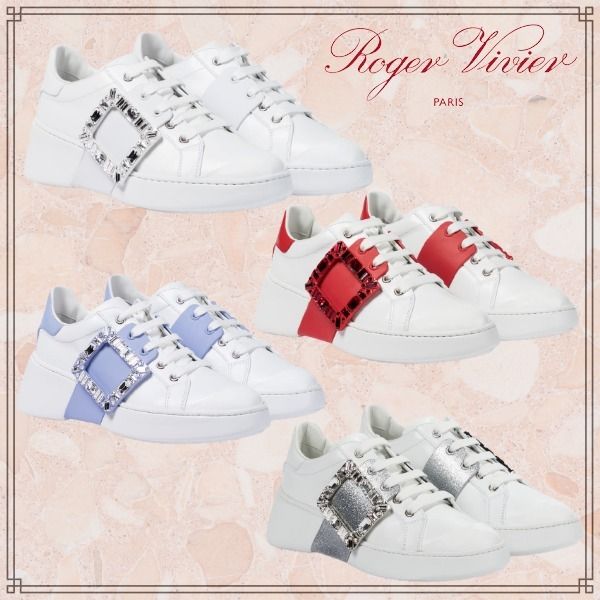 Roger Vivier】Viv Skateストラスバックルレザースニーカー (Roger Roger Vivier】Viv Skateストラスバックルレザースニーカー (Roger