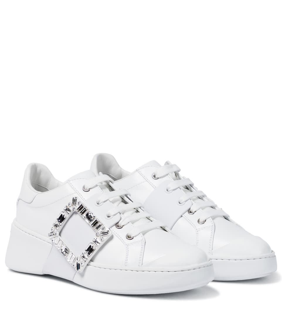 Roger Vivier】Viv Skateストラスバックルレザースニーカー (Roger Roger Vivier】Viv Skateストラスバックルレザースニーカー (Roger