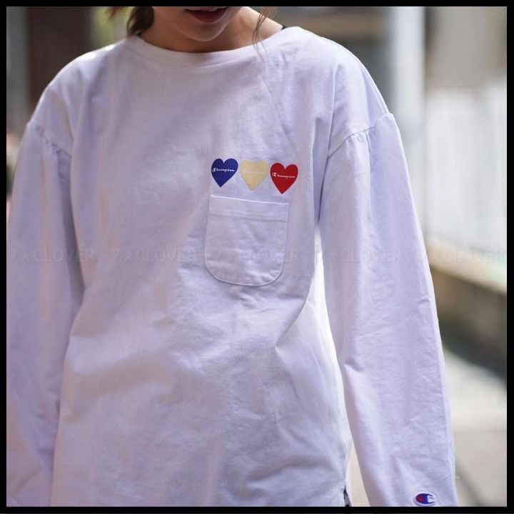 国内発送・正規品☆Champion☆WOMEN'S HEART LOGO L/S T-SHIRT