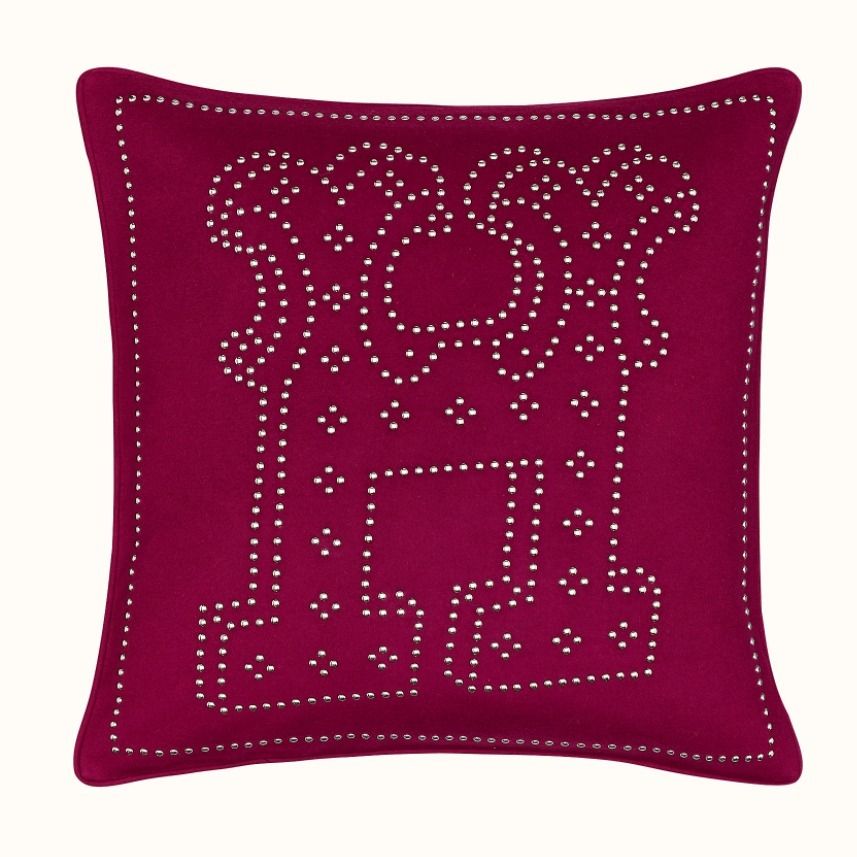 HERMES クッション カシミア ロゴ レッド グレー エルメス 赤 (HERMES HERMES クッション カシミア ロゴ レッド グレー エルメス 赤 (HERMES