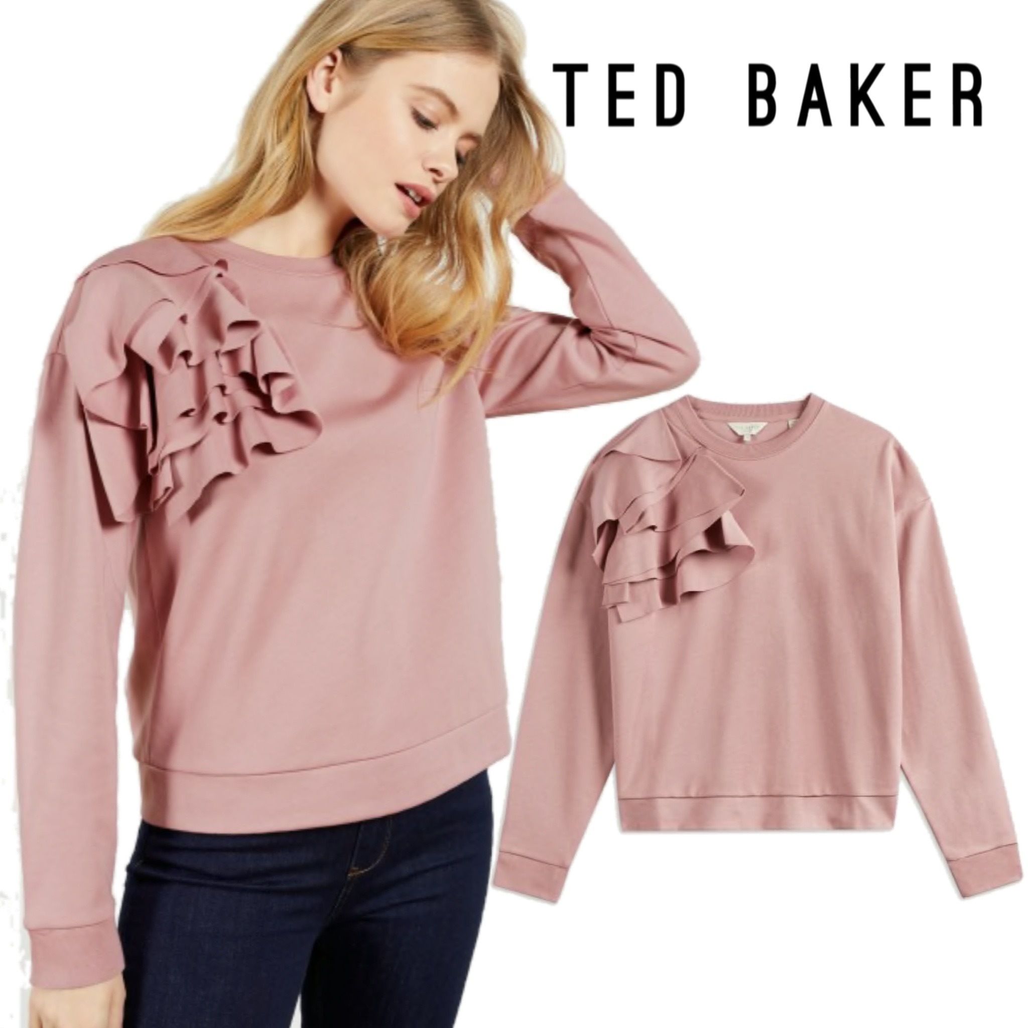 TED BAKER】OZAI フリル付き スウェット ピンク (TED BAKER/スウェット TED BAKER】OZAI フリル付き スウェット ピンク (TED BAKER/スウェット