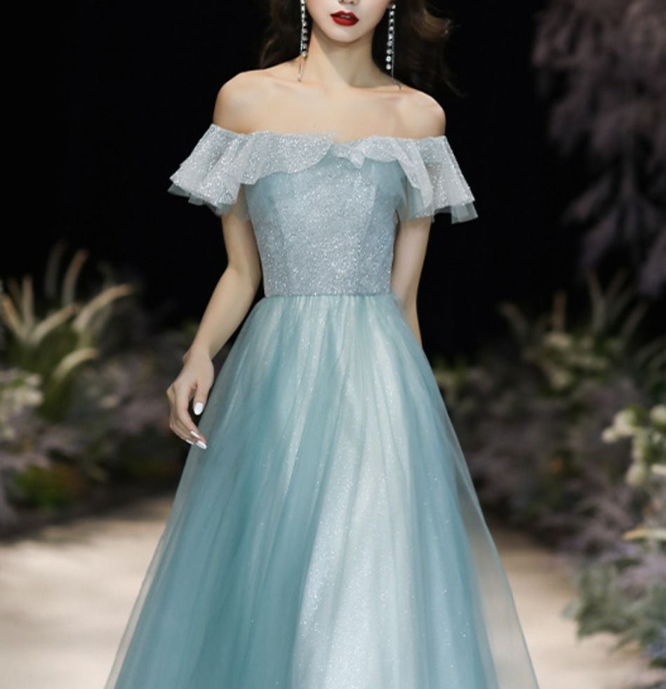 新品正規品  パーティードレス ブルー オフショルダー ロング 結婚式 スーツ・フォーマル・ドレス