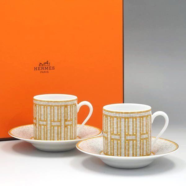 エルメス HERMES コーヒーカップ&ソーサー ペア 100ml ソレイユ