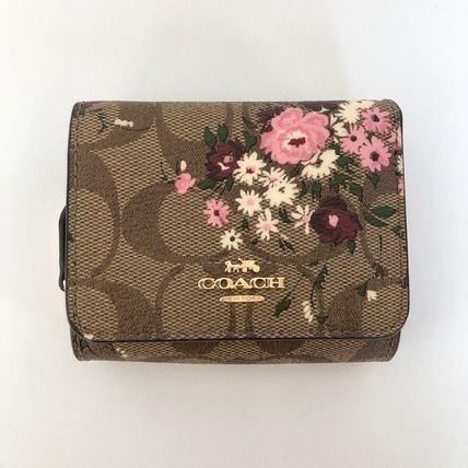 コーチ COACH 財布 レディース 三つ折り財布 レザー フローラル