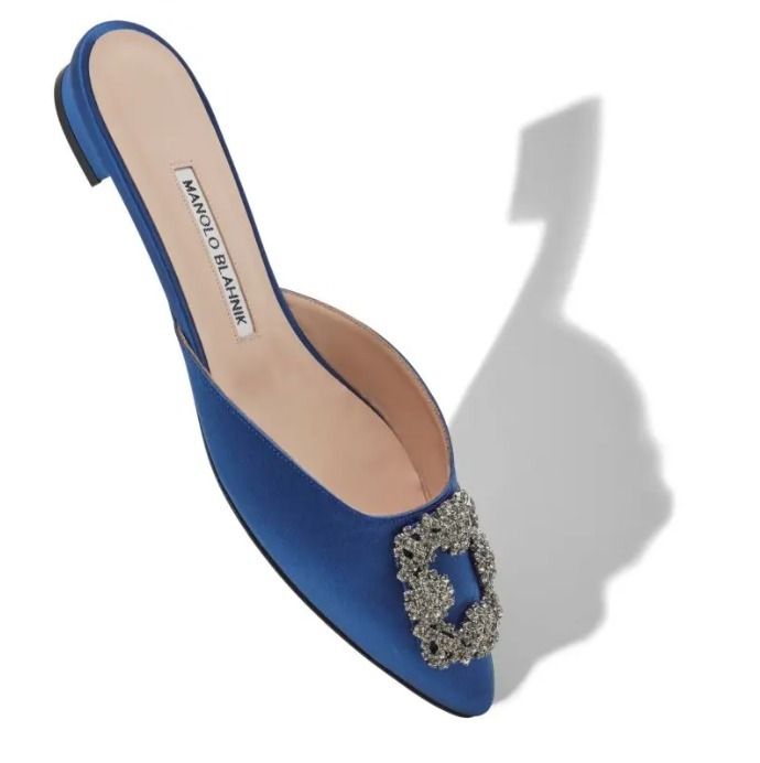 マノロブラニク HANGISI ハンギシ サテン フラット ミュール (Manolo マノロブラニク HANGISI ハンギシ サテン フラット ミュール (Manolo