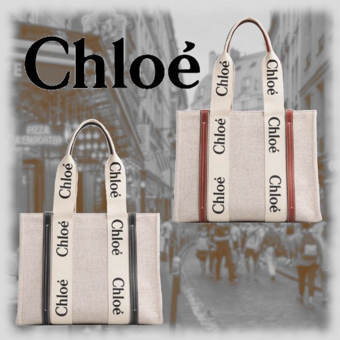 ☆新作☆Chloe クロエ☆リボン付きWoody ミディアムトートバッグ ...