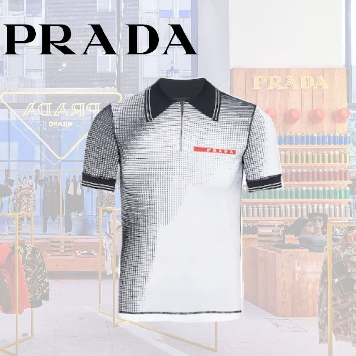 21SS】ジャカードテクニカルニット ポロシャツ◇プラダ◇ (PRADA 安い超高品質 プラダ ニットポロシャツ ポロシャツ