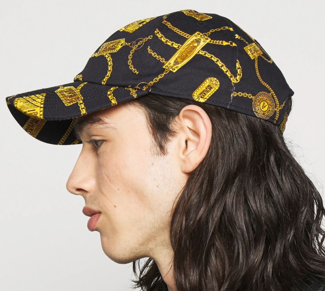 SALE/日未発☆Cap【送込Versace Jeans Couture】Chain/Tag柄黒金
