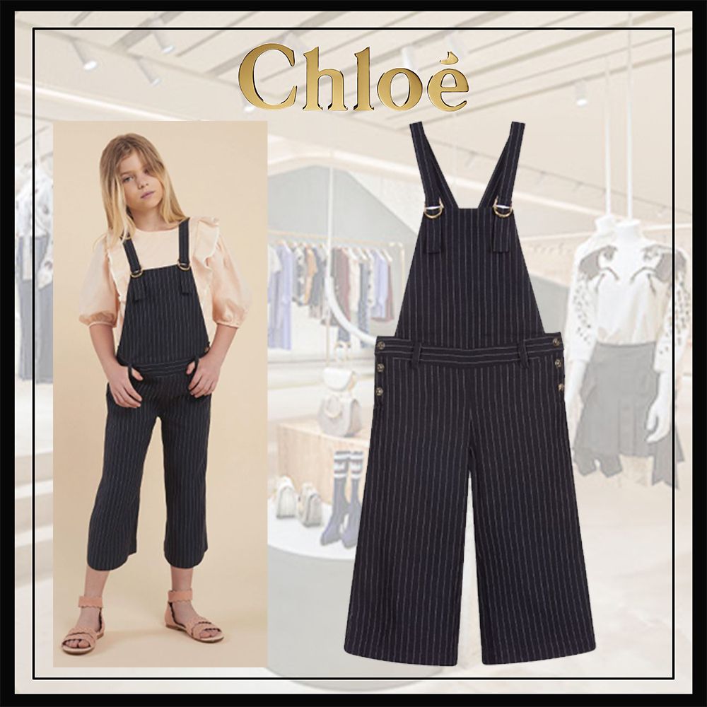 大人もOK】Chloe クロエ ブルー ストライプ リネン ダンガリー (Chloe 大人もOK】Chloe クロエ ブルー ストライプ リネン ダンガリー (Chloe