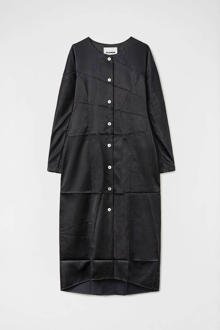 JIL SANDER 金属ボタン付きのRAW効果生地のロングスリーブドレス (Jil JIL SANDER 金属ボタン付きのRAW効果生地のロングスリーブドレス (Jil