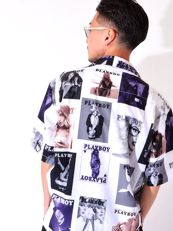 PLAYBOY プレイボーイ Total Pattern 総柄 半袖 シャツ (PLAYBOY PLAYBOY プレイボーイ Total Pattern 総柄 半袖 シャツ (PLAYBOY