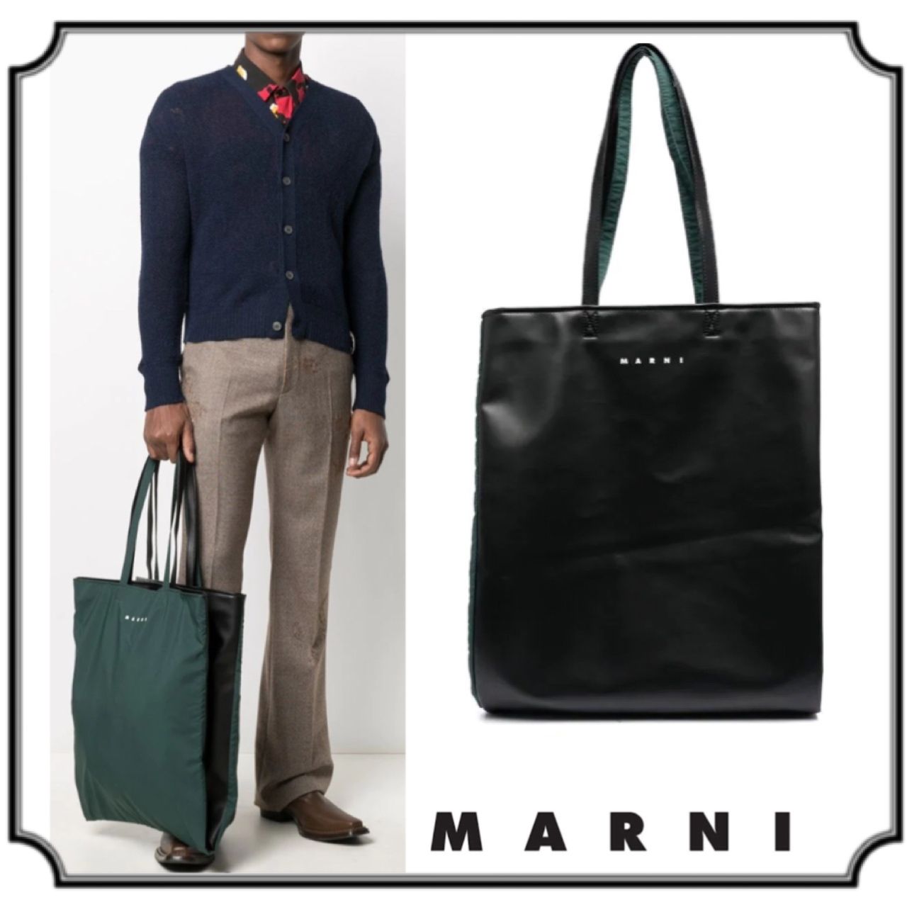 関税送料込【マルニ】メンズ バイカラー トートバッグ 黒 新作 (MARNI 関税送料込【マルニ】メンズ バイカラー トートバッグ 黒 新作 (MARNI