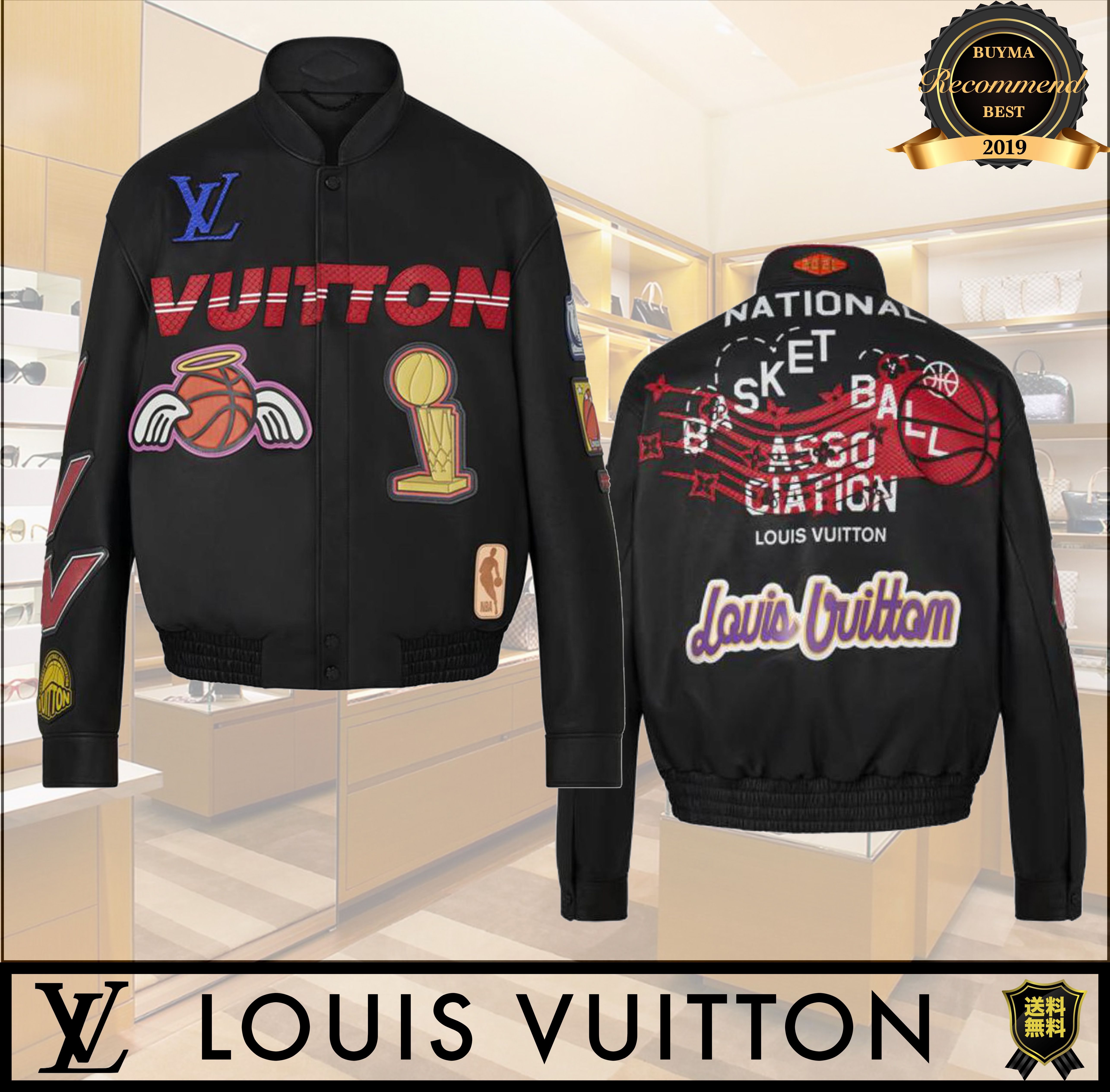 残少Louis Vuitton ルイヴィトン NBA LOGOS LEATHER HERO JACKET