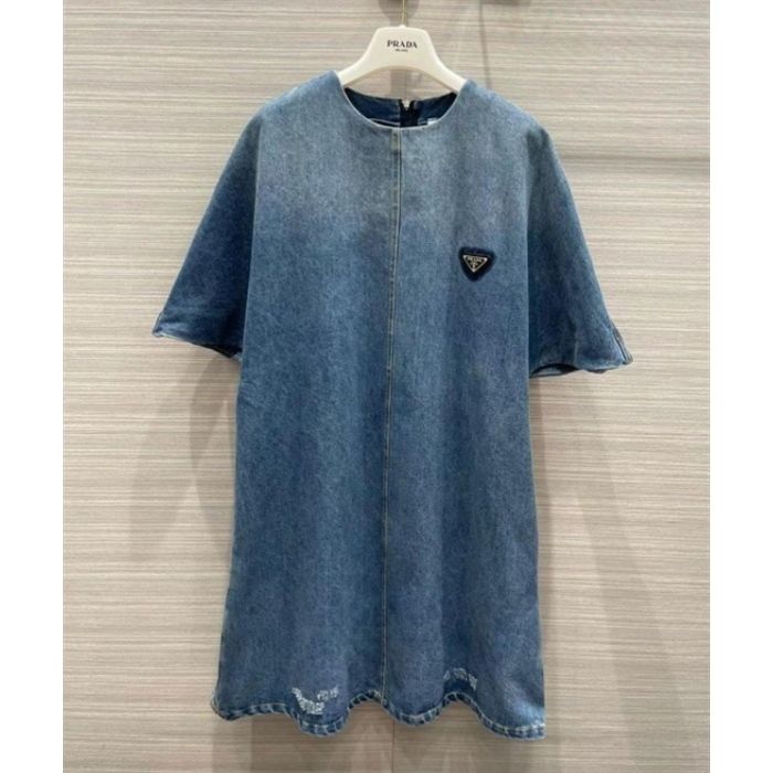 【2021SS】PRADA ミニドレス オーガニックデニム 上品 ネイビー