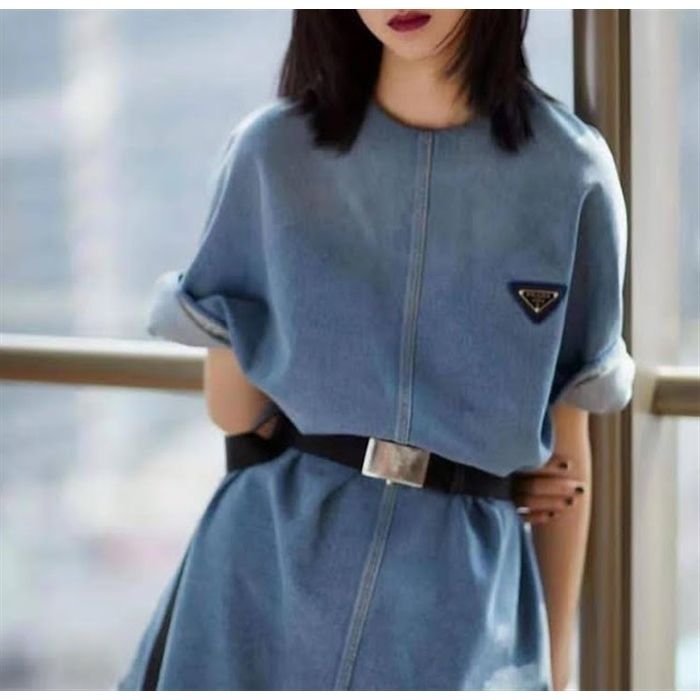 【2021SS】PRADA ミニドレス オーガニックデニム 上品 ネイビー