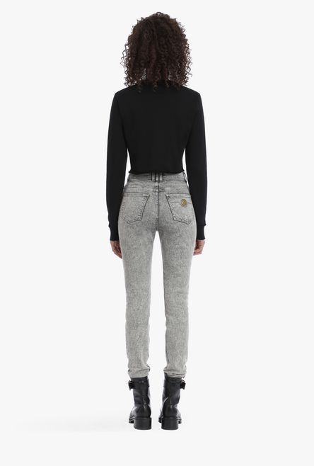 ◆BALMAIN◆ フェード効果のグレーハイウエストスキニージーンズ ◆BALMAIN◆ フェード効果のグレーハイウエストスキニージーンズ
