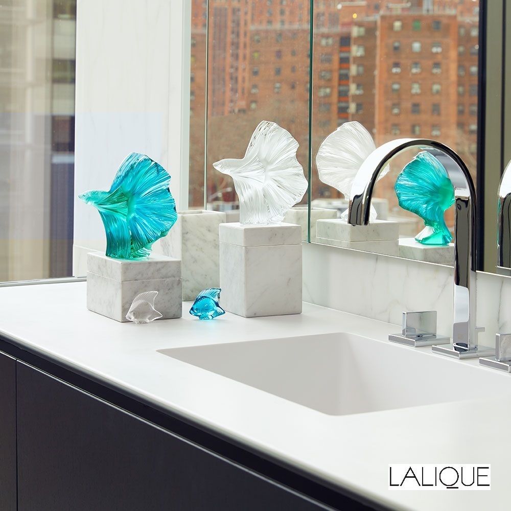 ブランド通販サイト 関税込》Lalique☆ポワソン 魚の彫刻 オパールクリスタル 工芸品