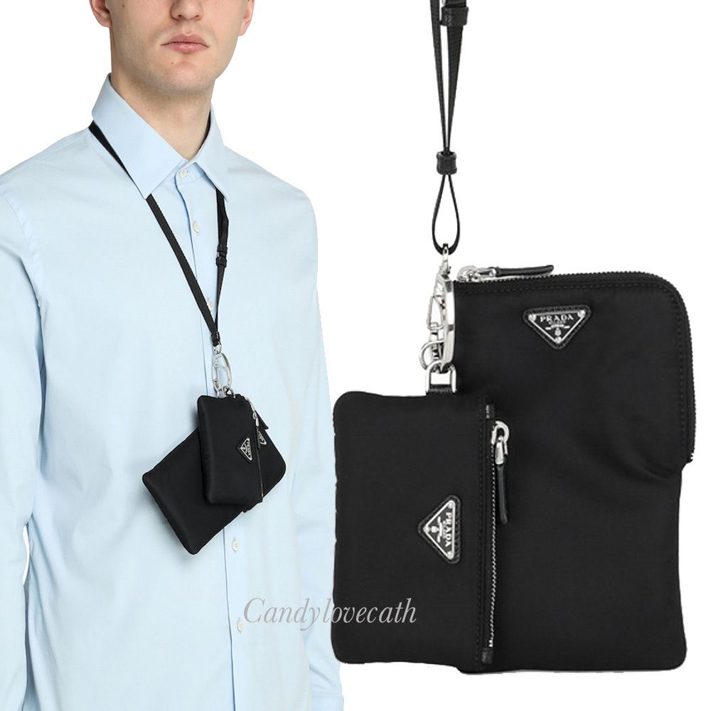 PRADA ナイロンポーチ付きスマートフォンストラップ (PRADA/iPhone 豊富な品 プラダ ナイロンポーチ PRADA ポーチ/バニティ