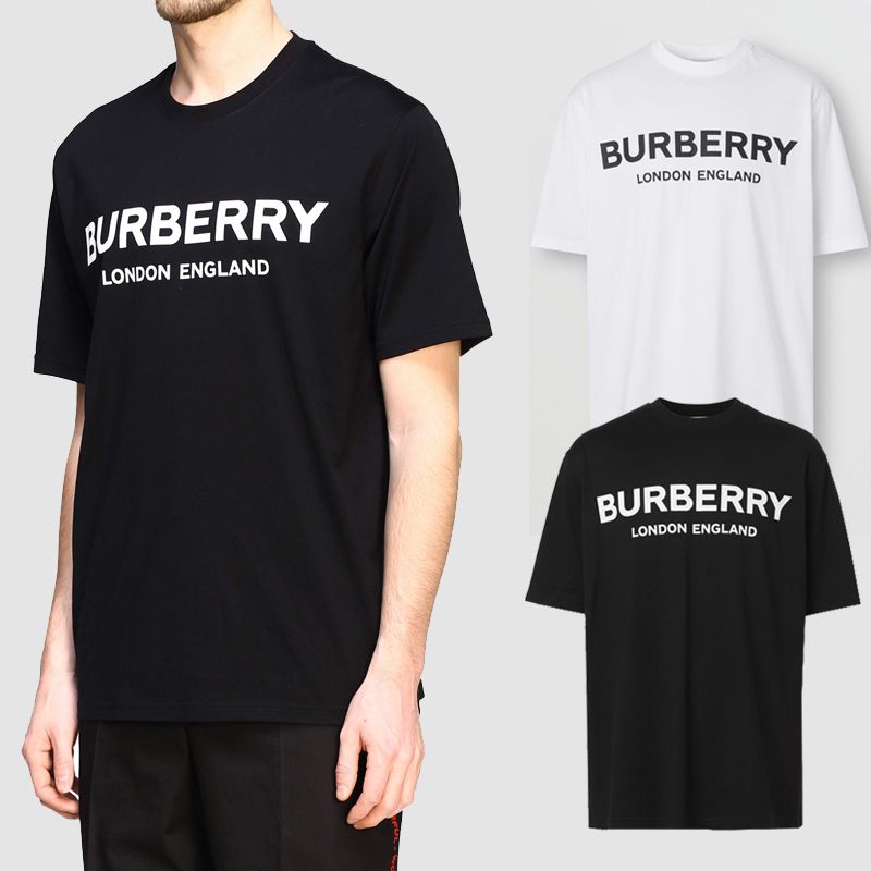 関税負担なしBurberry バーバリー ロゴプリント コットンTシャツ ...