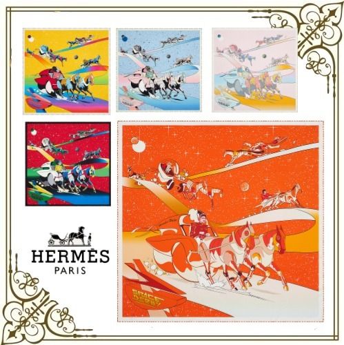 HERMES☆カレH 90 《スペース・ダービー》 スカーフ 男女OK (HERMES ...
