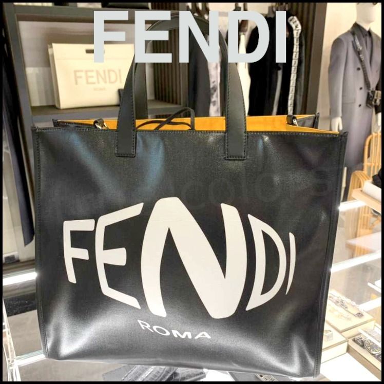 FENDI VERTIGO 21SS フィッシュアイ ロゴ プリント トートバッグ FENDI VERTIGO 21SS フィッシュアイ ロゴ プリント トートバッグ