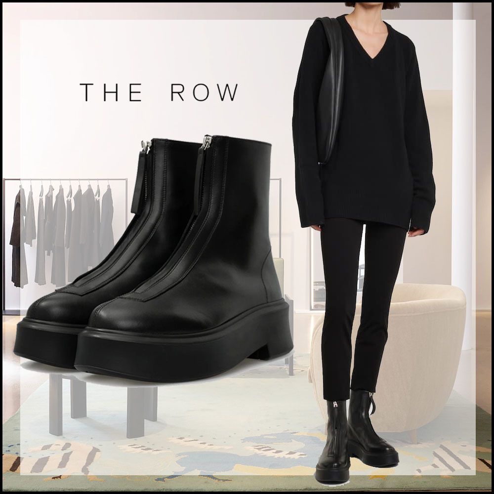 THE ROW】 レザー ジップドブーツ ブラック *関税込 (The Row/ショート THE ROW】 レザー ジップドブーツ ブラック *関税込 (The Row/ショート