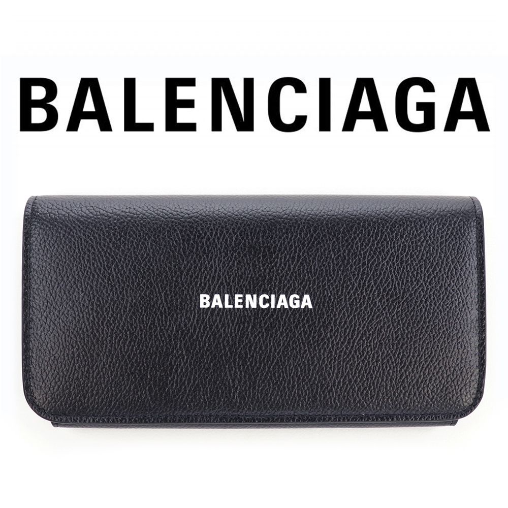 最短翌日お届け BALENCIAGA 長財布 キャッシュ 二つ折り財布 黒