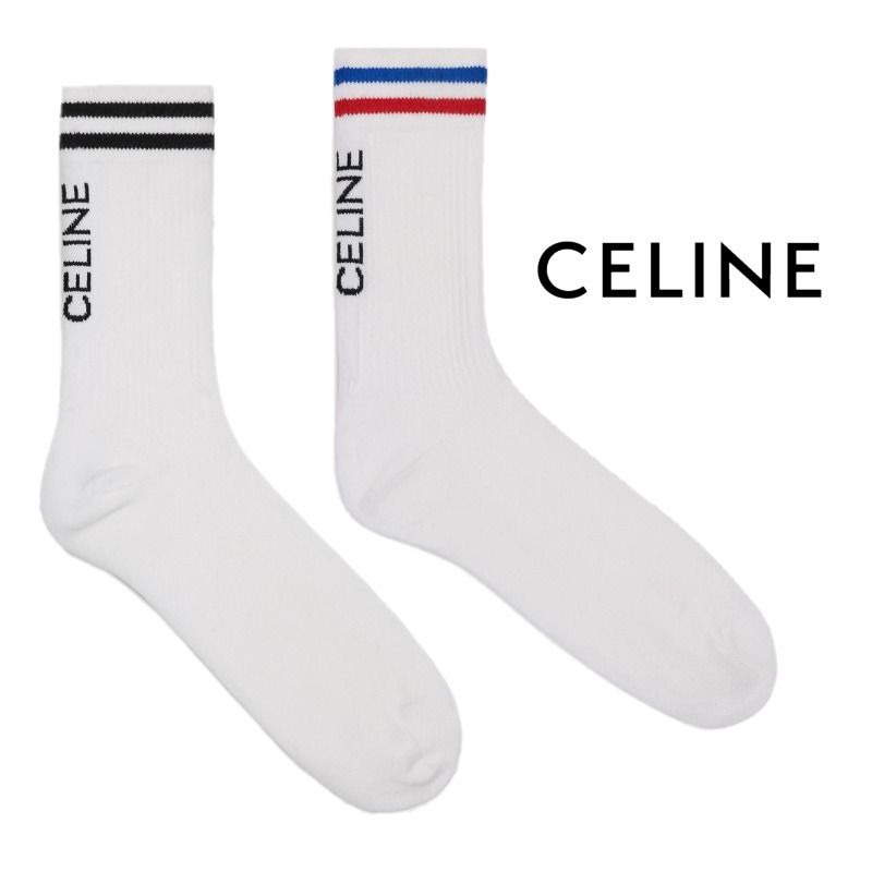 完売前に*21AW*セリーヌCELINEロゴストライプカジュアルソックス 完売前に*21AW*セリーヌCELINEロゴストライプカジュアルソックス