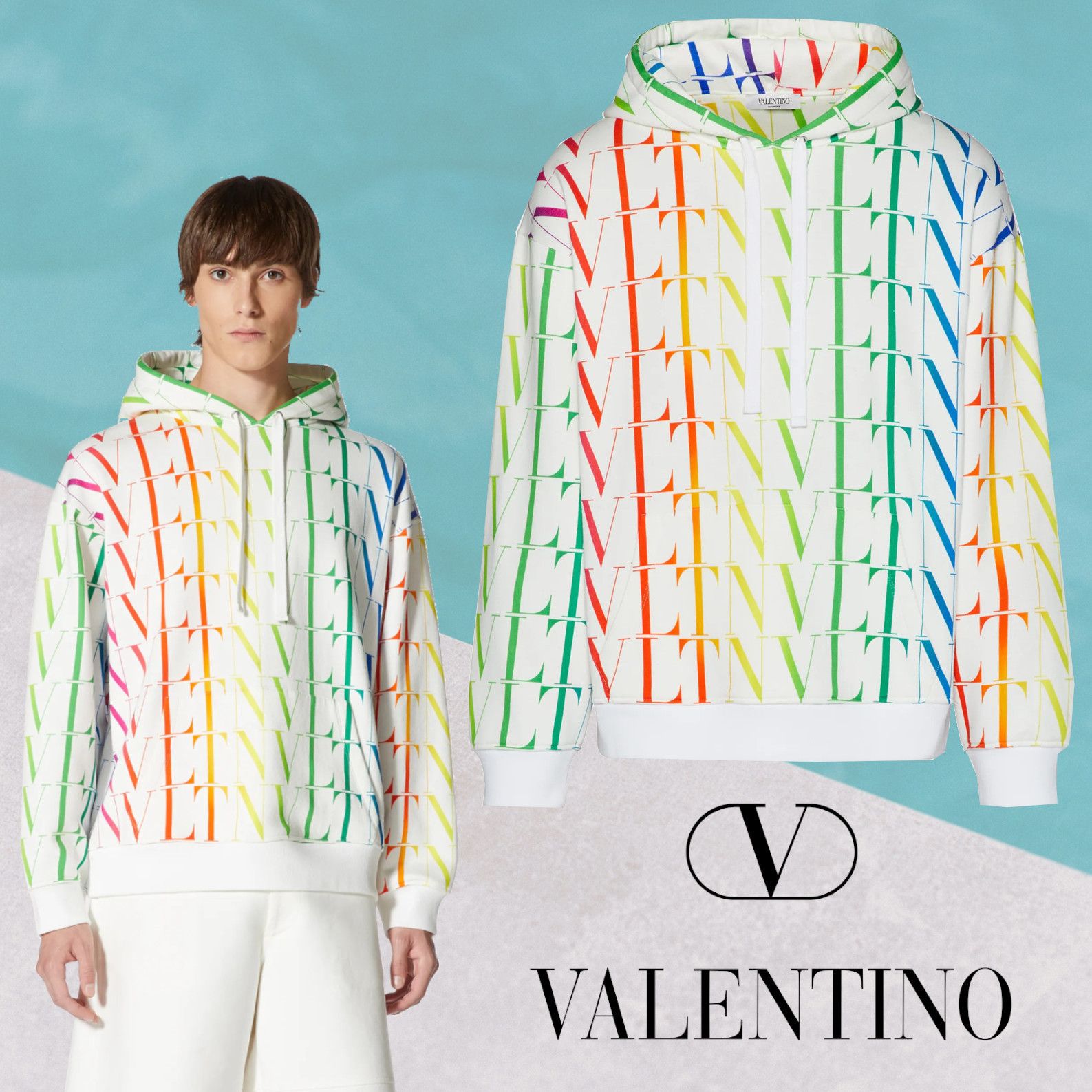VLTN タイムズ マルチカラー フーディドスウェットシャツ WHITE VLTN タイムズ マルチカラー フーディドスウェットシャツ WHITE
