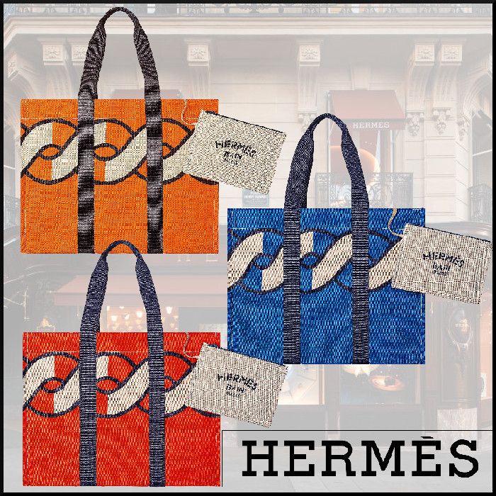 【印象的な馬シルエット】HERMES Quadrige ビーチバッグ 印象的な馬シルエット】HERMES Quadrige ビーチバッグ (HERMES