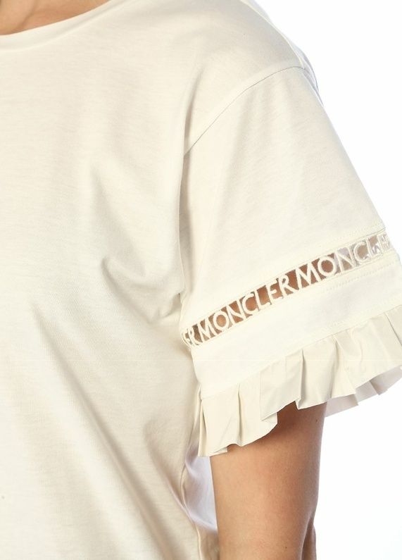海外で買 MONCLER モンクレール Tシャツ 袖フリル ホワイト XS | cult ...