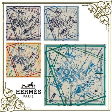 HERMES☆カレH 140 Concours d'Etriers Imprimeur Fou 男女OK (HERMES