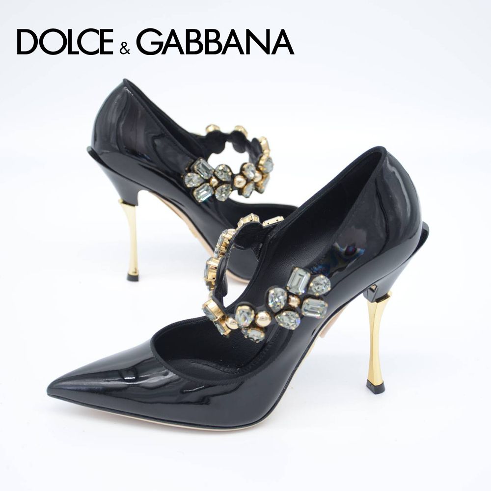 国内在庫有】D&G エナメル ビジュー 黒 パンプス IT37.5 (Dolce 国内在庫有】D&G エナメル ビジュー 黒 パンプス IT37.5 (Dolce
