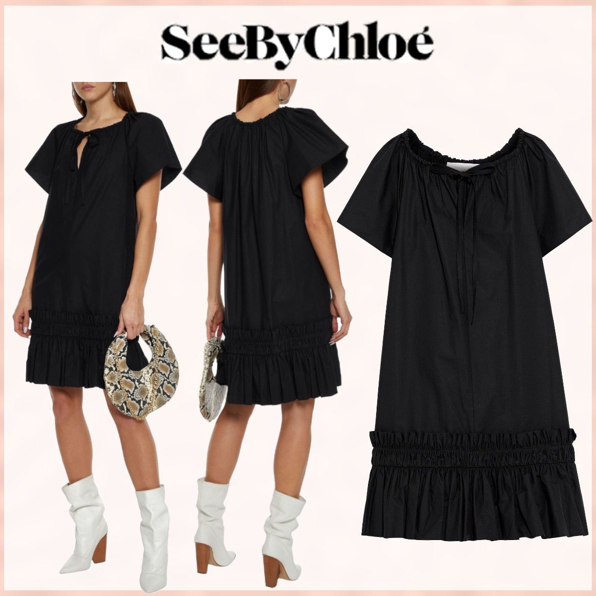 国内発送*See by Chloe ギャザー入り 綿ポプリン ワンピース (See by 国内発送*See by Chloe ギャザー入り 綿ポプリン ワンピース (See by