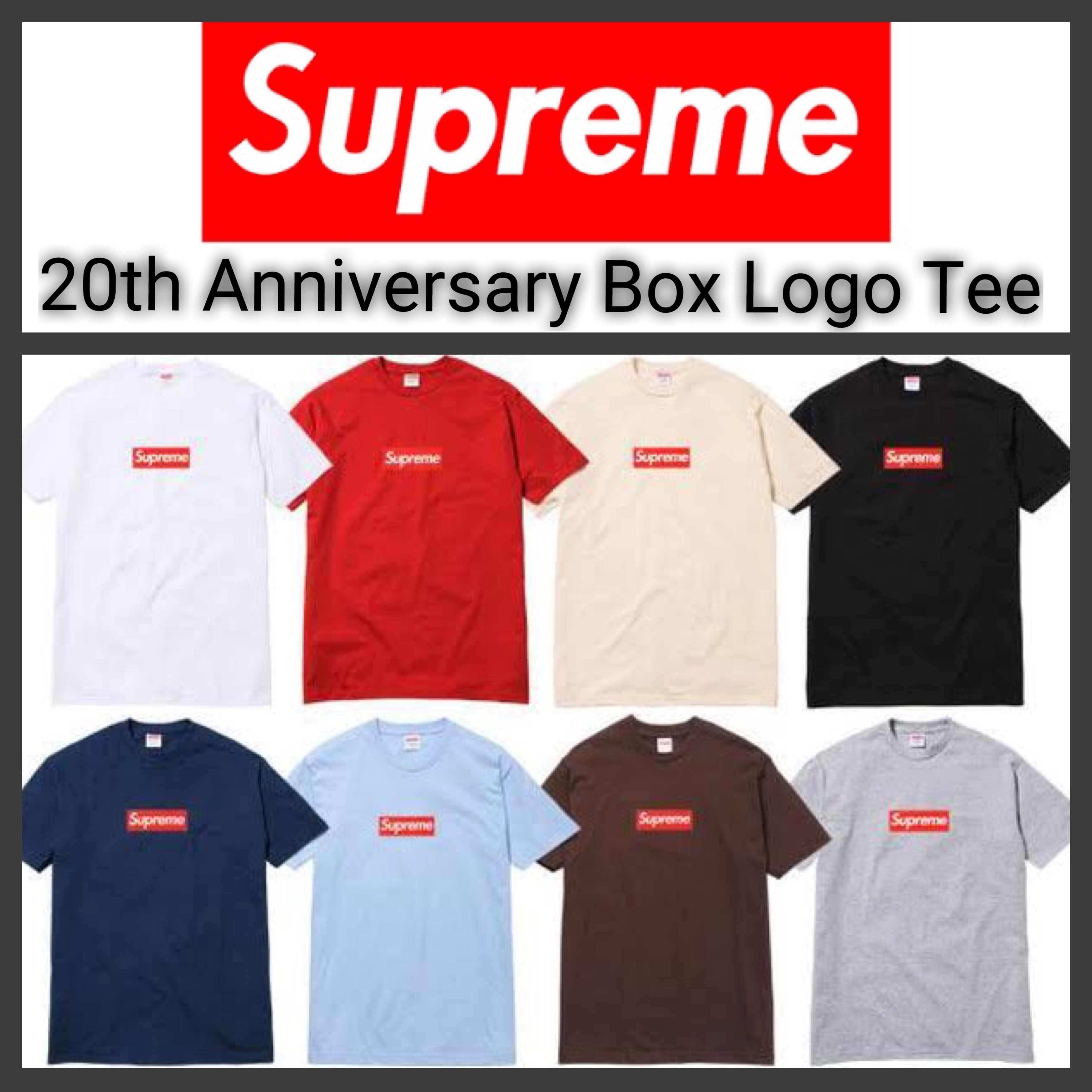 国内発送 Supreme 20th Anniversary Box Logo Tee (Supreme/Tシャツ 割引注文 Supreme Box 赤 anniversary 20th Tee Logo Tシャツ/カットソー(半袖/袖なし)