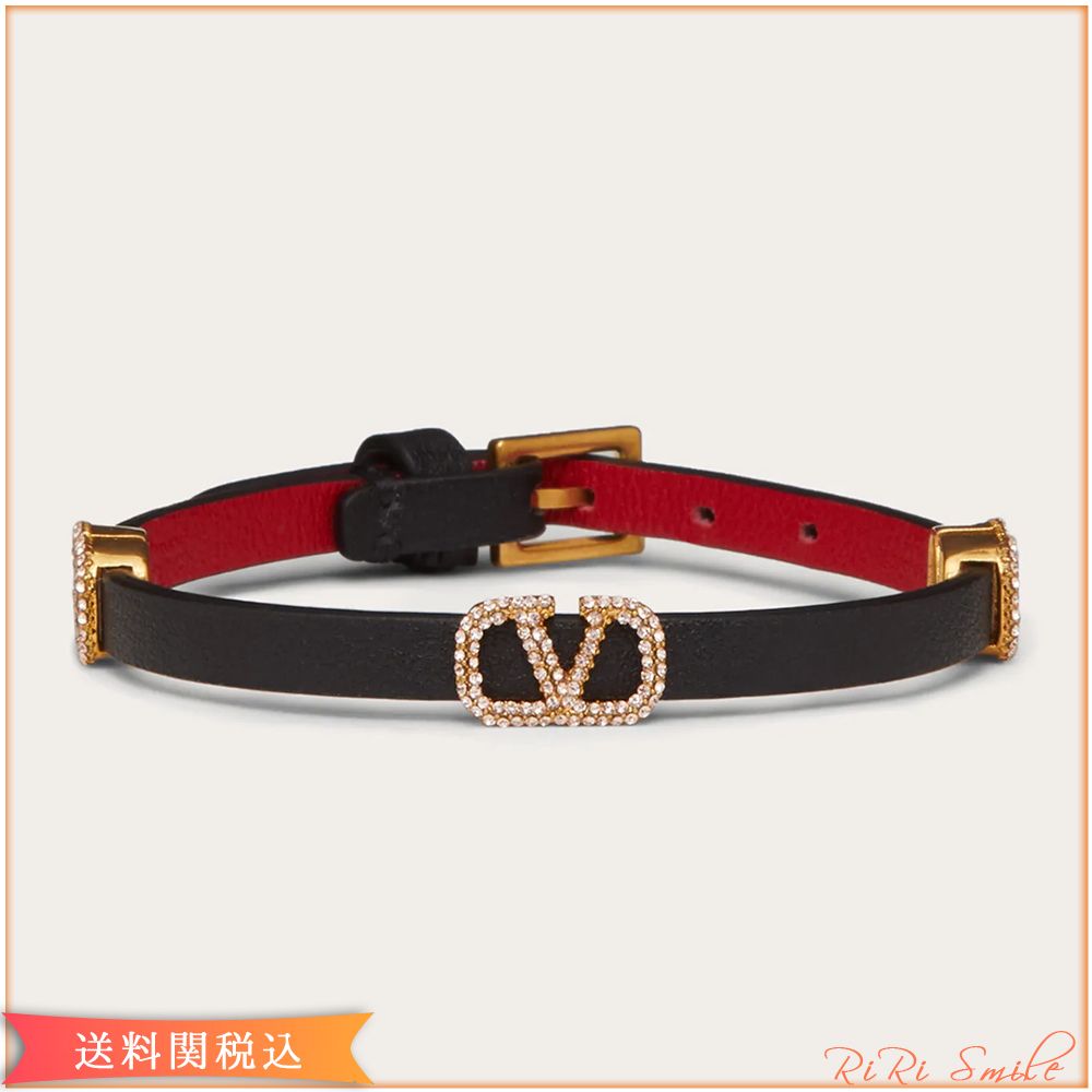 VALENTINO GARAVANI VLOGO クリスタル レザー ブレスレット (VALENTINO VALENTINO GARAVANI VLOGO クリスタル レザー ブレスレット (VALENTINO
