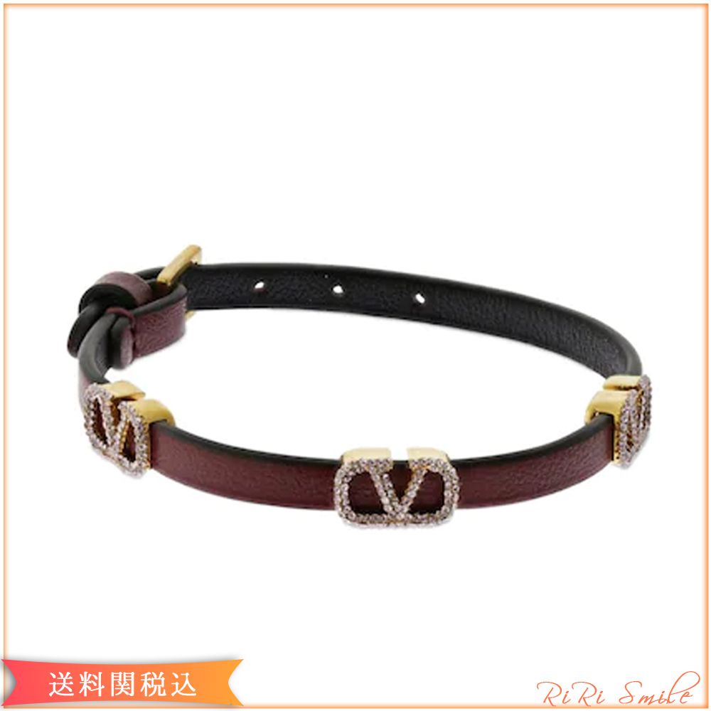 VALENTINO GARAVANI VLOGO クリスタル レザー ブレスレット (VALENTINO VALENTINO GARAVANI VLOGO クリスタル レザー ブレスレット (VALENTINO