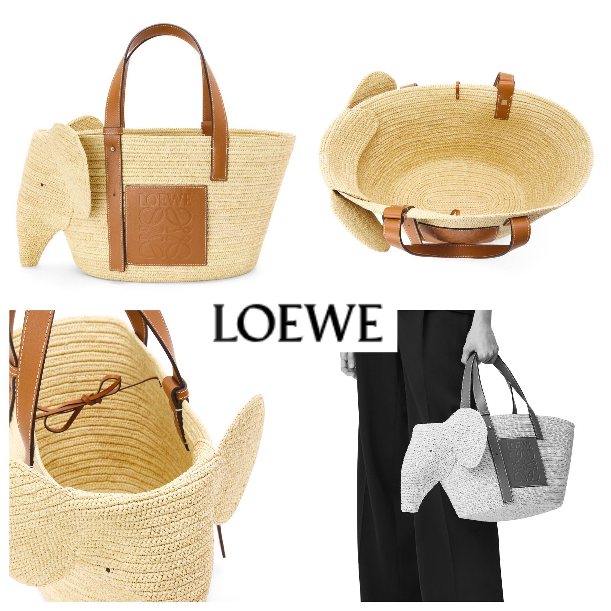 LOEWE新作エレファント バスケット バッグ ラフィア送料+関税込 (LOEWE LOEWE新作エレファント バスケット バッグ ラフィア送料+関税込 (LOEWE