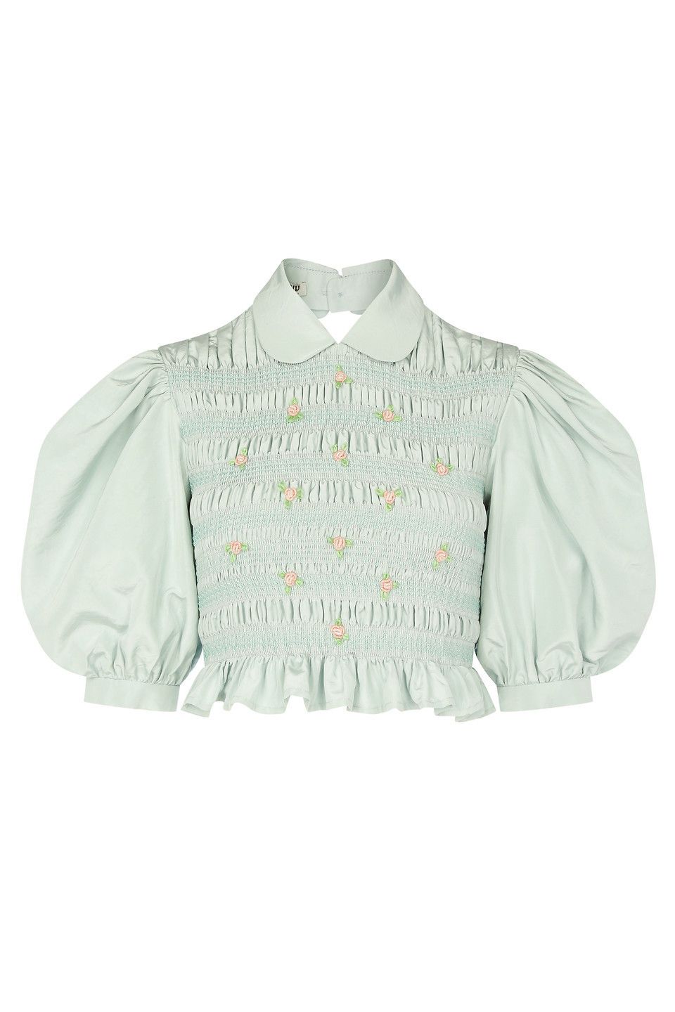 MIUMIU】クロップドシルクブラウス 半袖 オープンバック (MiuMiu MIUMIU】クロップドシルクブラウス 半袖 オープンバック (MiuMiu
