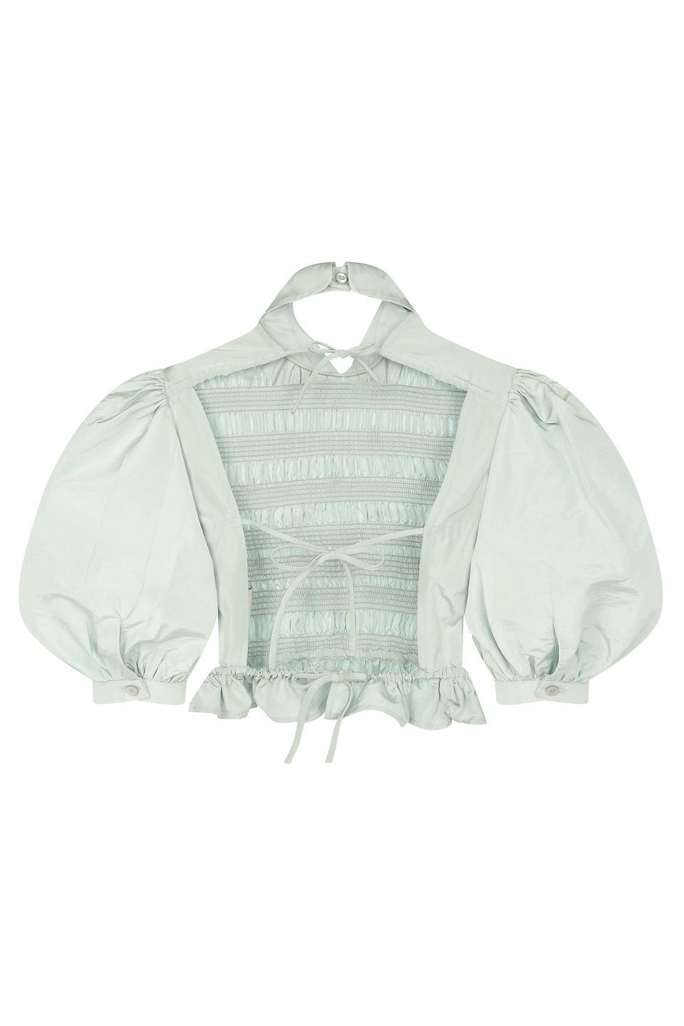 MIUMIU】クロップドシルクブラウス 半袖 オープンバック (MiuMiu MIUMIU】クロップドシルクブラウス 半袖 オープンバック (MiuMiu