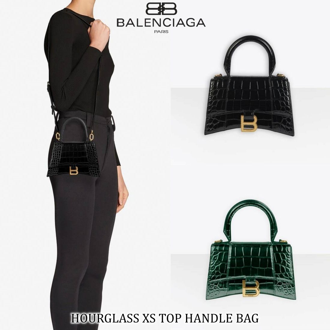 バレンシアガ アワーグラス XS トップ ハンドル バッグ (BALENCIAGA ...