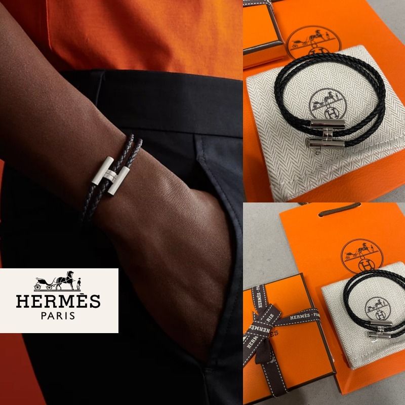 値段が激安 エルメス レザーブレスレット トゥルニ トレッセ HERMES