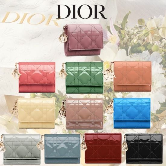 Dior ディオール LADY DIOR ロータスウォレット ミニ財布 三折り (Dior