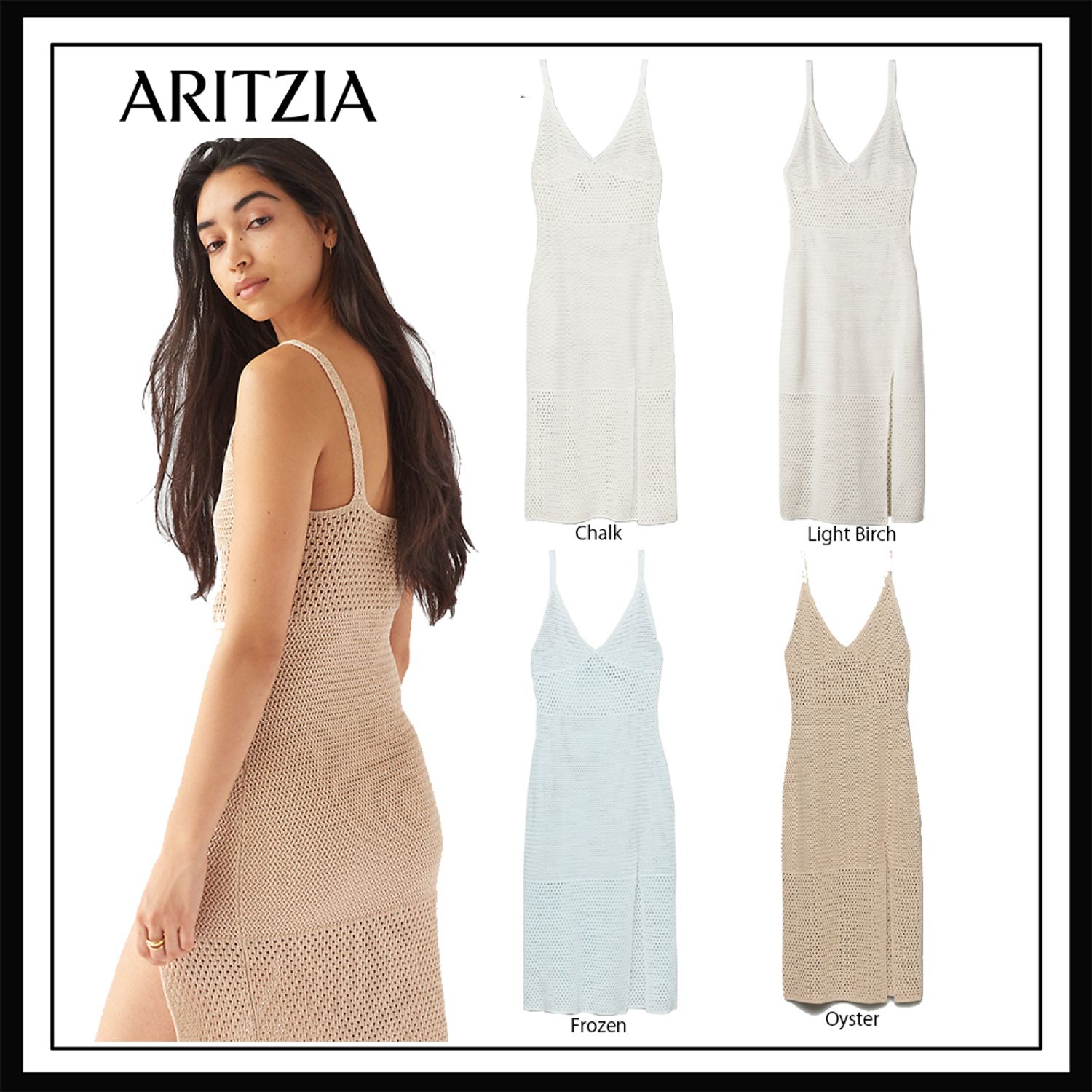 日本未入荷 Aritzia かぎ針編み ミディ スリット ドレス Aritzia ワンピース Buyma