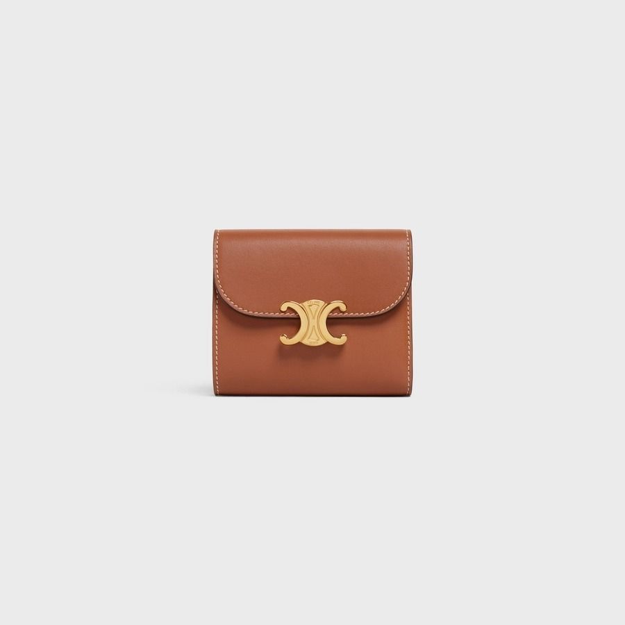 CELINE トリオンフウォレット ラムスキン スモール タン (CELINE ...