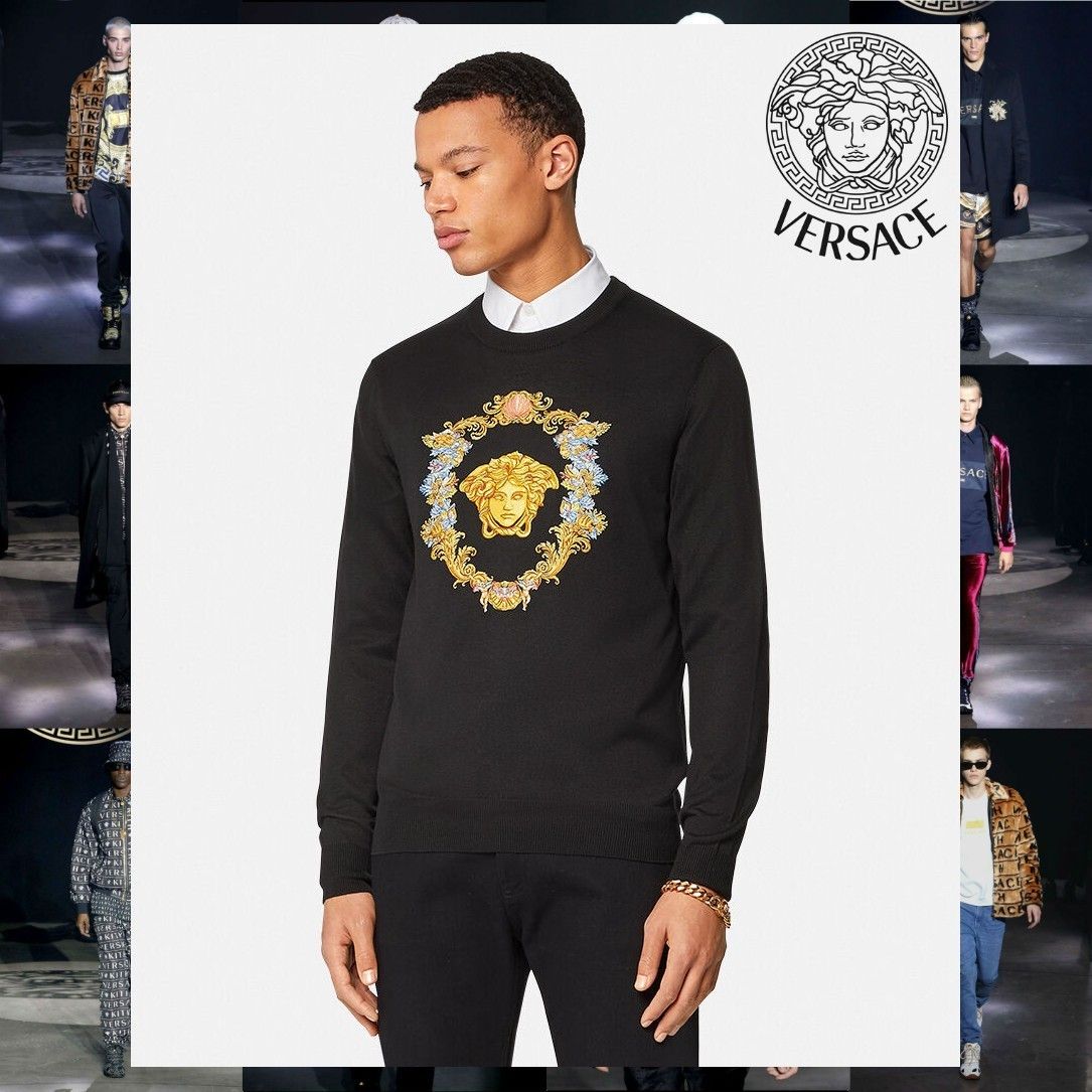 VERSACE ビスコース混紡メデューサ トレゾール刺繍 セーター (VERSACE VERSACE ビスコース混紡メデューサ トレゾール刺繍 セーター (VERSACE