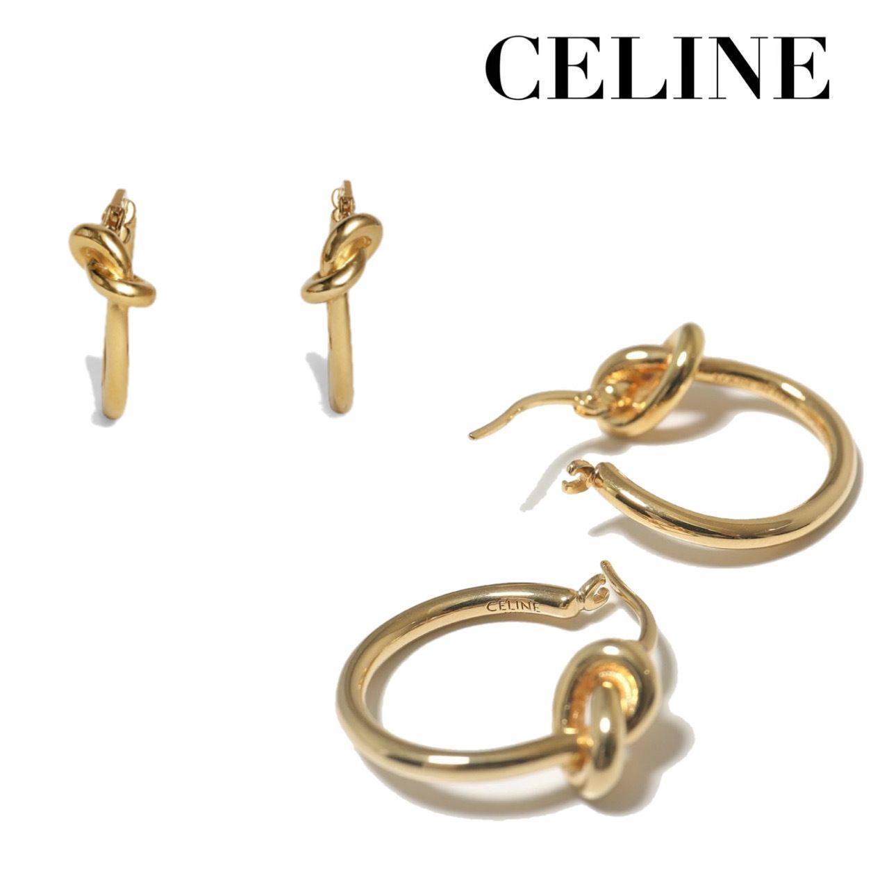 CELINE セリーヌ】ノット スモールフープ ピアス ゴールド (CELINE 【SALE開催中】 CELINE セリーヌ ゴールド フープ ピアス ピアス(両耳用)