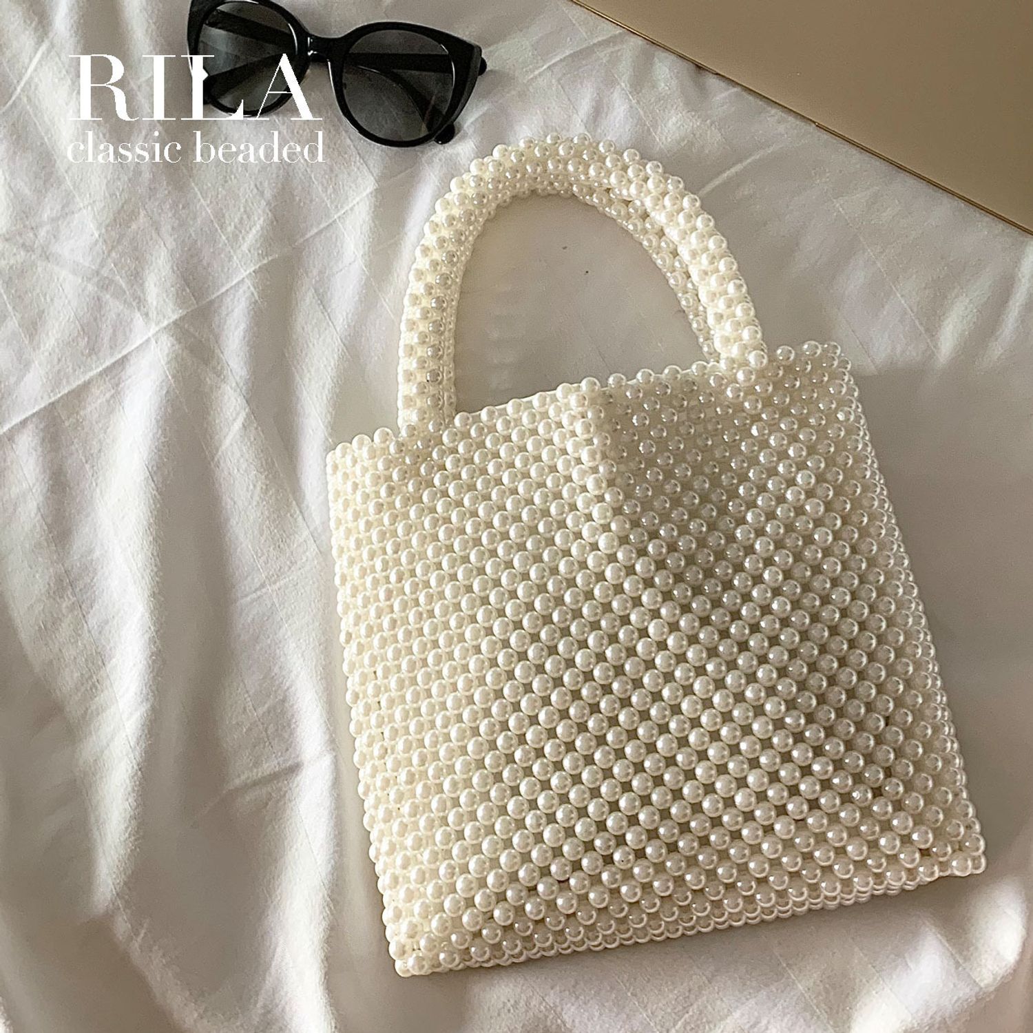 Rila パールバッグ ガーリー パーティーバッグ 着物 浴衣 ハンドバッグ Buyma